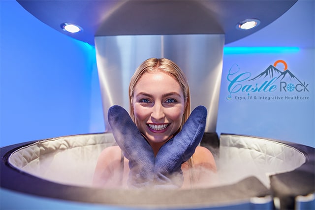 image of a woman in a whole body cryotherapy chamber